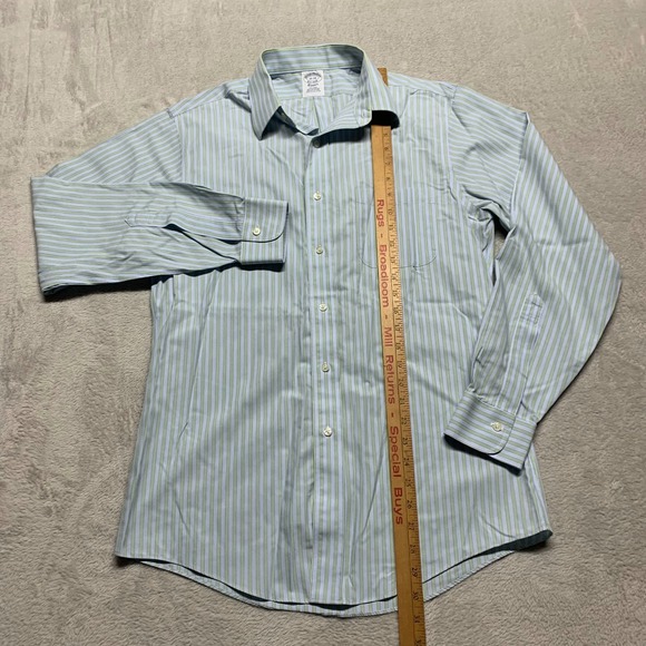 Brooks‎ Brothers Dress Long Sleeve Button Shirt Mens 15 - 34 Blue Green Striped - Picture 5 of 6
